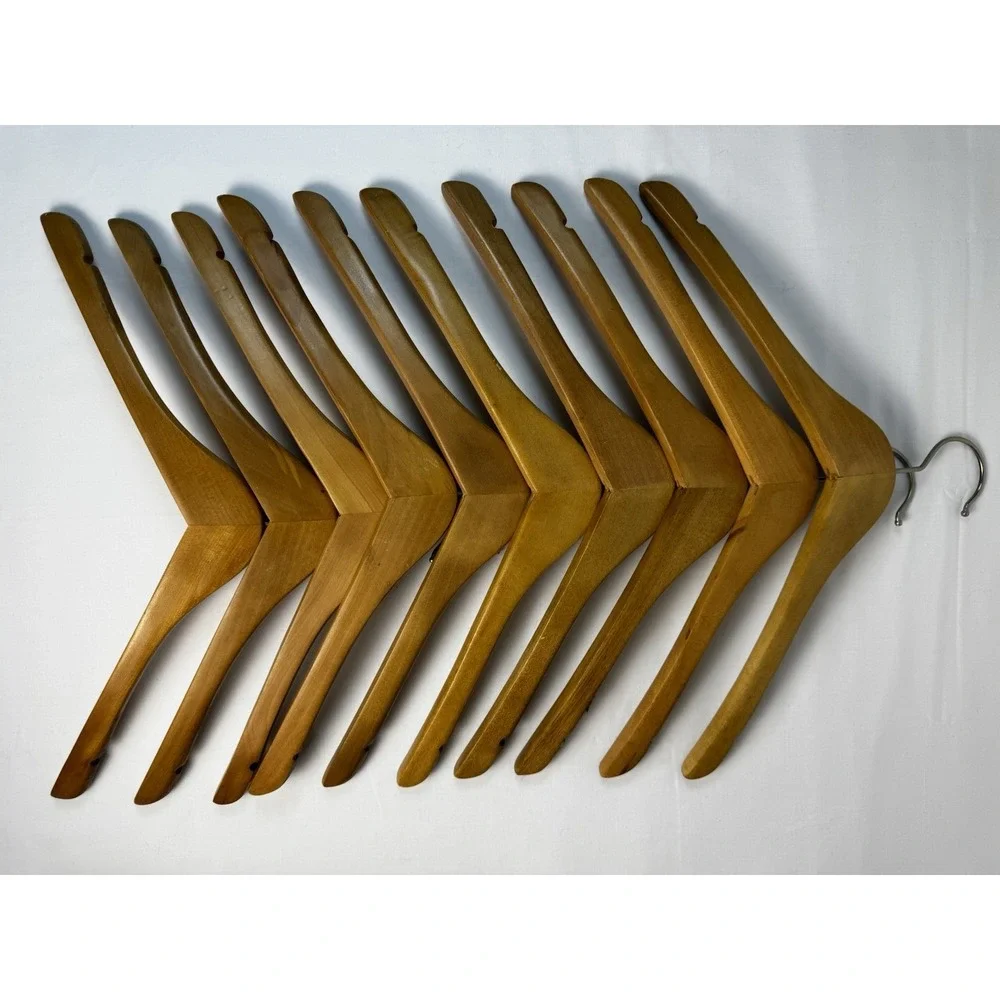 VTG HILFIGER DENIM SOLID WOOD HANGERS Lot Of 10 Retail Display Discontinued HTF